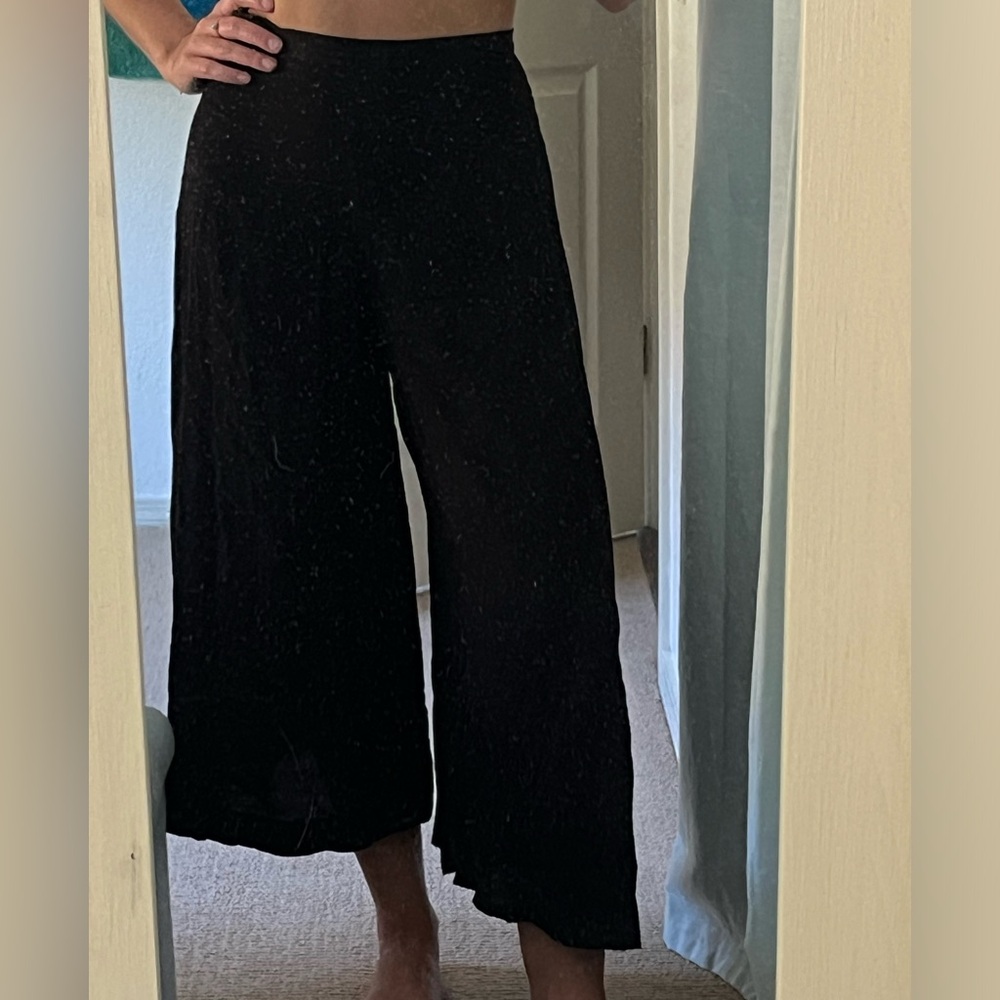 & Other Stories black viscose wide leg pants